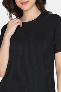 Zivame 2 Mile Fashion Knit Poly Short Set - Black Beauty — thumbnail 6